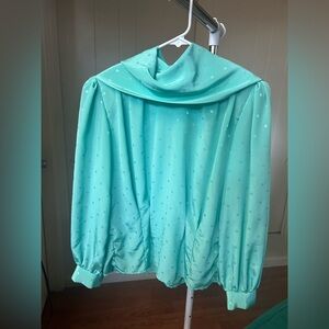 Vintage polkadot wrap blouse with shoulder pads size L